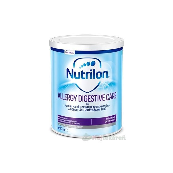 Nutrilon ALLERGY DIGESTIVE CARE, špeciálna mliečna výživa (od narodenia), 450g