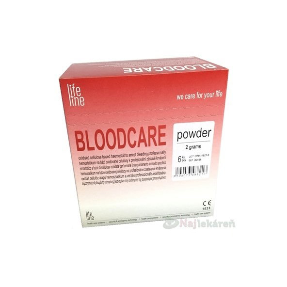 BLOODCARE powder sterilné vstrebateľné hemostatikum 6x2g