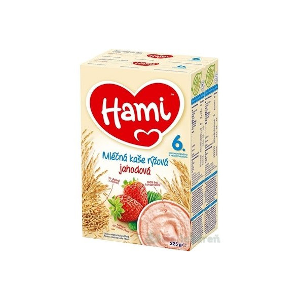 Hami mliečna kaša ryžová jahodová 2x225g