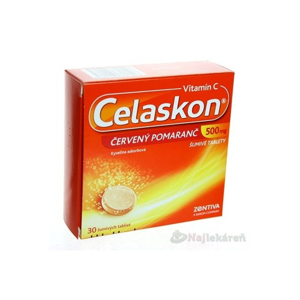 Celaskon 500 mg ČERVENÝ POMARANČ, 30 šumivých tabliet
