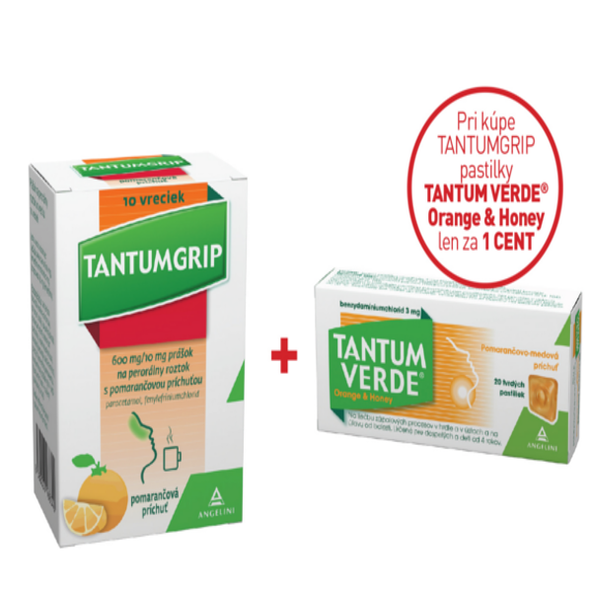 TANTUMGRIP s pomarančovou príchuťou na chrípku 10 vreciek