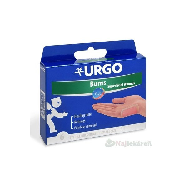 URGO Burns Na popáleniny lipidokoloidná náplasť, sterilná, 5x7cm, 6ks
