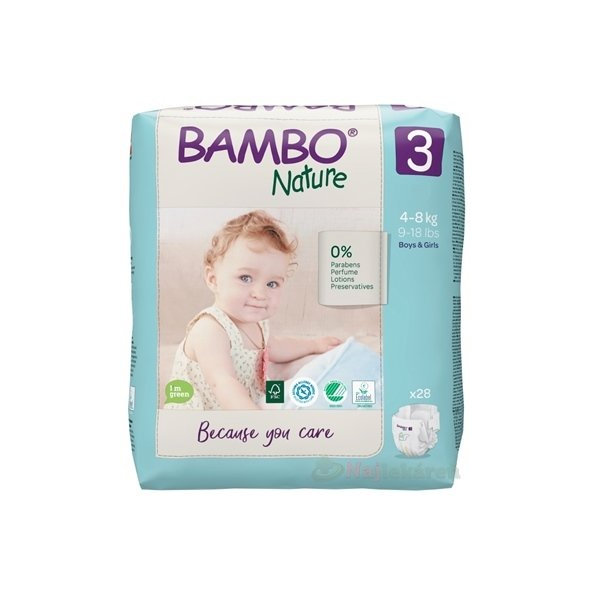 BAMBO 3 (4-8 kg) detské plienky priedušné 28 ks