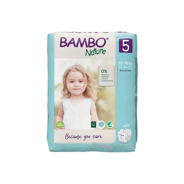 BAMBO 5 (12-18 kg) detské plienky priedušné 22 ks