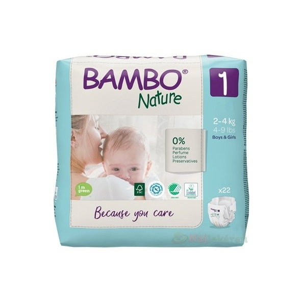 BAMBO 1 (2-4 kg) detské plienky priedušné 22 ks