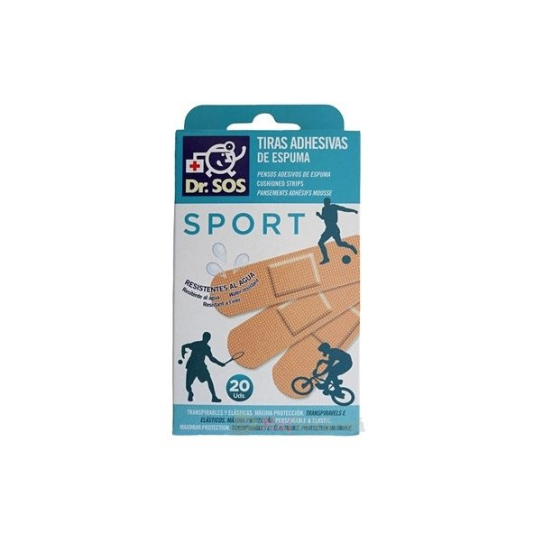 Dr. SOS ŠPORT náplasť prúžky mix vodeodolné (72x19mm)  20ks