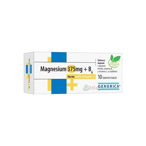 GENERICA Magnesium 375 mg + B6 forte s vitamínom C, 10 ks
