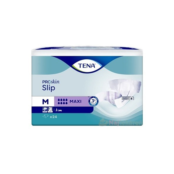 TENA Slip Maxi M plienkové nohavičky obvod bokov 73-122cm savosť 3260ml 24ks