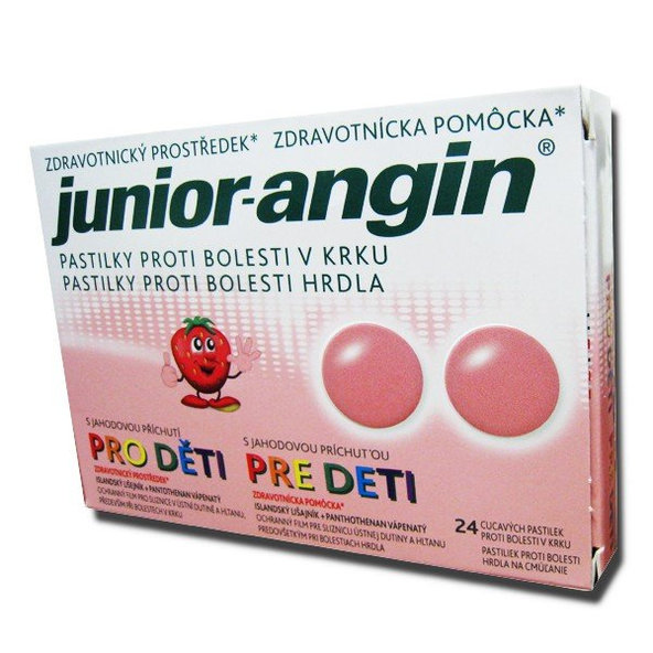 Junior-angin pastilky pre deti s jahodovou príchuťou 24 pastiliek