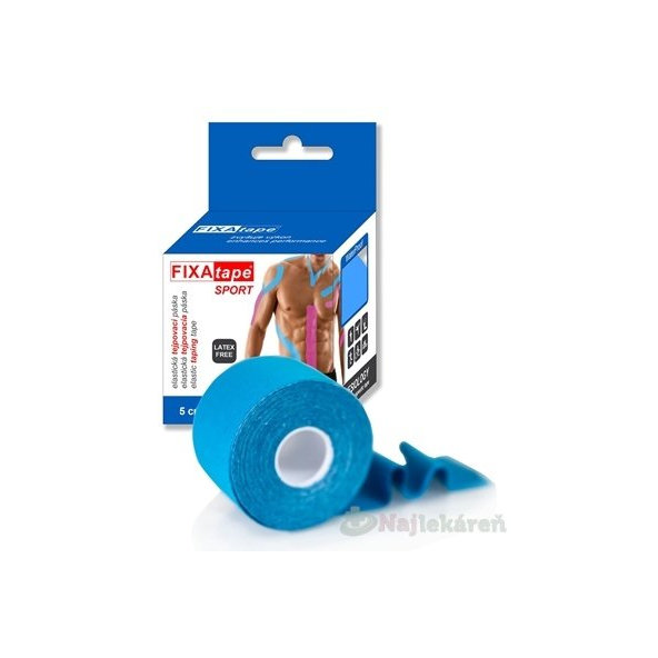 FIXAtape tejpovacia páska SPORT kinesiologická, elastická, modrá  5cmx5m 1ks