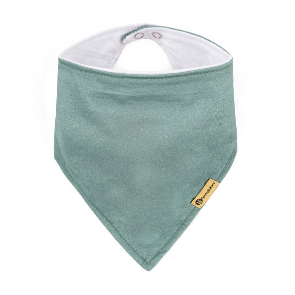 PETITE&MARS Podbradník bandana Luke Beige Kiwis&Misty Green 3m+ 2 ks