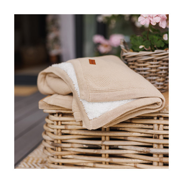 BABYONO Deka bavlnená s fleecovou podšívkou 75 x 100 cm béžová