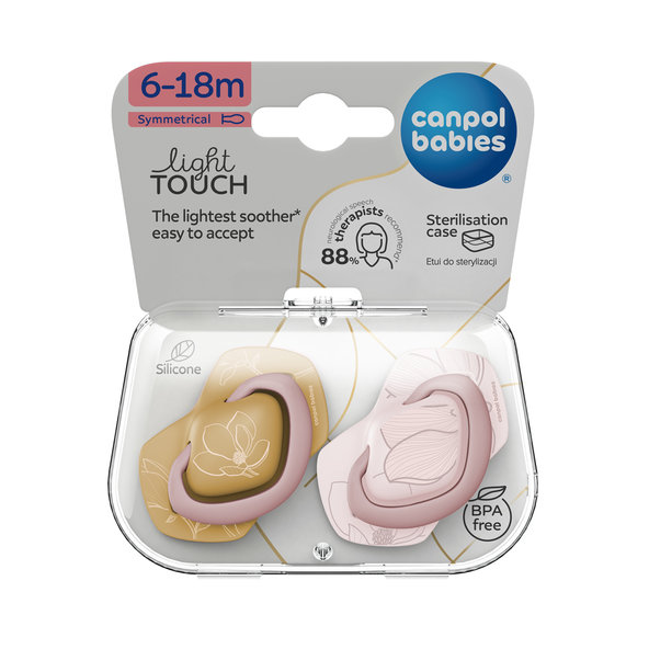 CANPOL BABIES Cumlík silikónový symetrický Light touch GOLD 6-18m 2ks