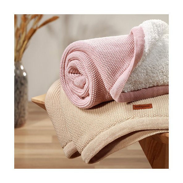 BABYONO Deka bavlnená s fleecovou podšívkou 75 x 100 cm ružová