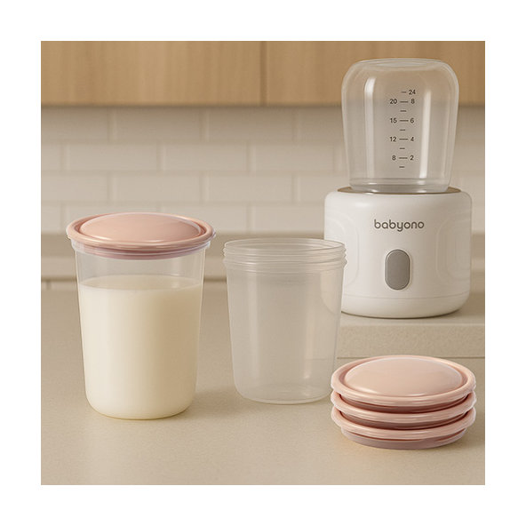 BABYONO Nádoby na skladovanie a mrazenie potravín béžové 4 kusy