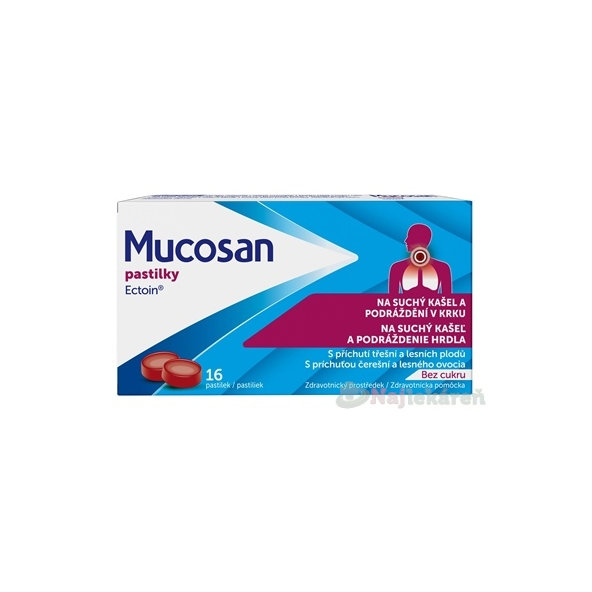 Mucosan bez cukru čerešňa a lesné ovocie 16 pastiliek