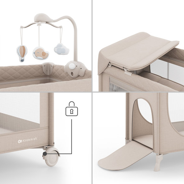 KINDERKRAFT Postieľka cestovná s príslušenstvom Leody Up Beige