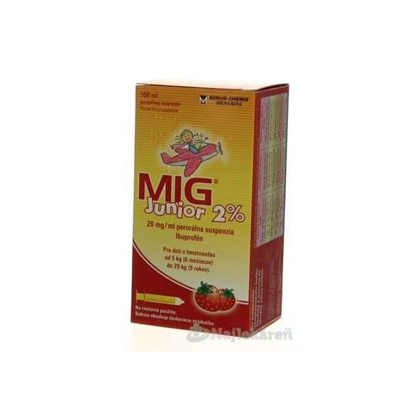 MIG Junior 2% na bolesť a horúčku 100 ml