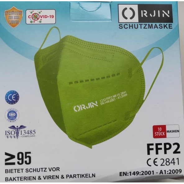 Orjin Jednorázový respirátor FFP2 NR zelený 10ks