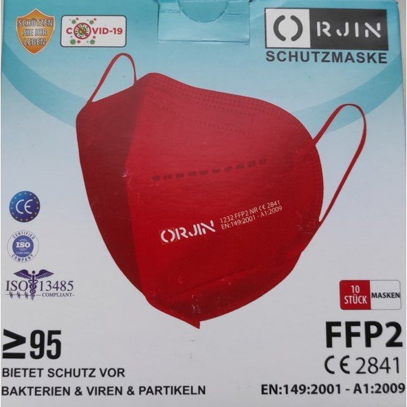 Orjin Jednorázový respirátor FFP2 NR červený 10ks