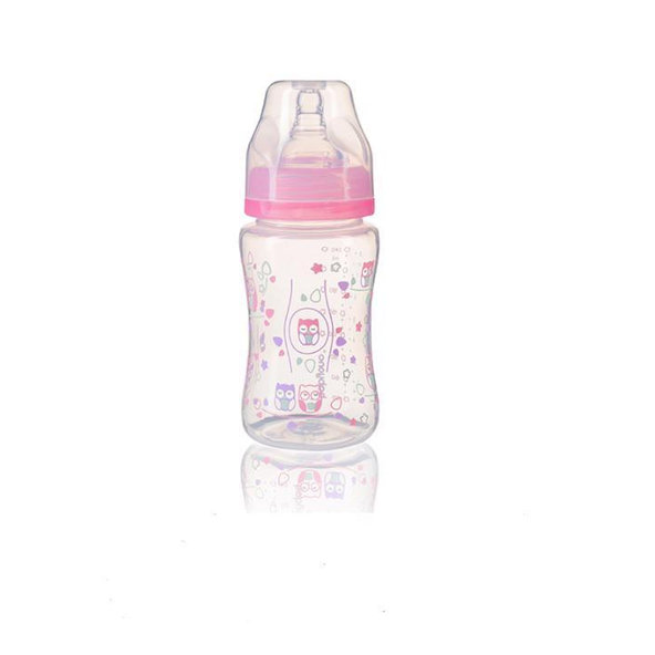 BABYONO Dojčenská antikoliková fľaša široké hrdlo 240 ml - ružová
