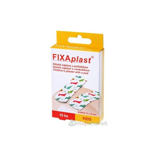 FIXAplast KIDS Detská náplasť strip s vankúšikom 72x19mm, 10ks