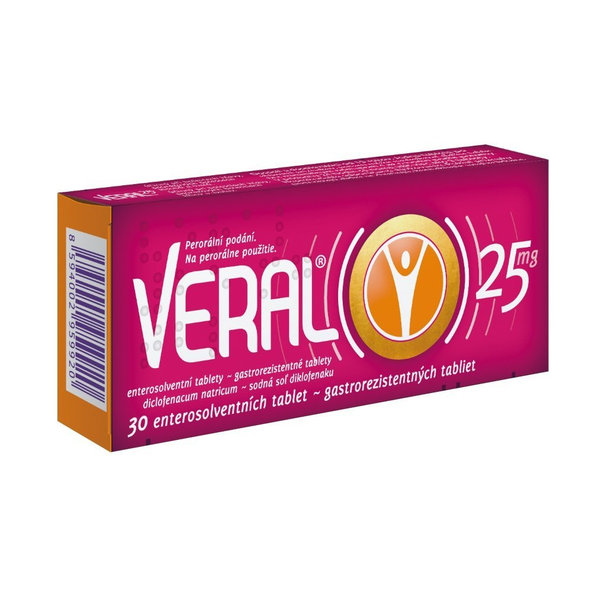 VERAL 25 mg na bolesť a zápal 30 tabliet