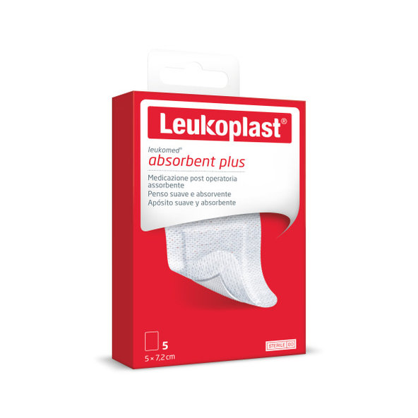 LEUKOPLAST Leukomed absorbčná náplasť na rany 5x7,2 cm, 5 ks