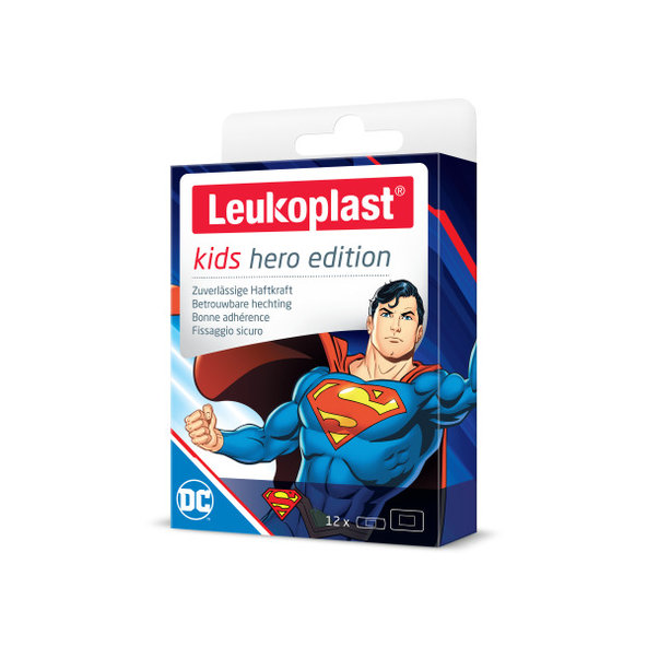 LEUKOPLAST KIDS Hero Edition Superman náplasť na rany, 2 veľkosti 12 ks
