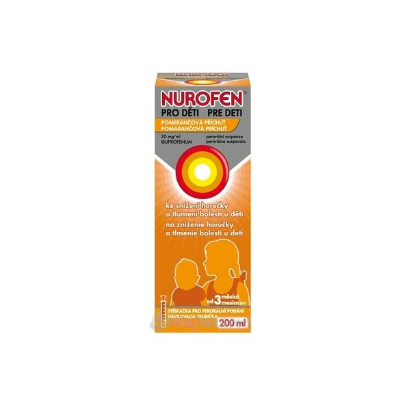 Nurofen sirup pre deti od 3 mesiacov 200ml, pomaranč