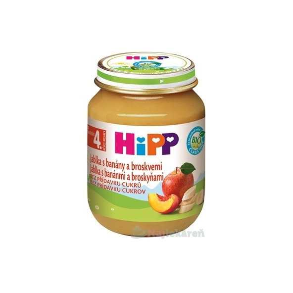 HiPP ovocný príkrm jablko, banán, broskyňa 125g