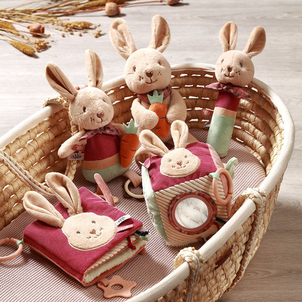 BABYONO Hračka pískacia s hryzačkou Rabbit Karo 3m+