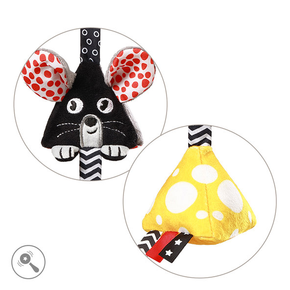 BABYONO Hračka závesná kontrastná na C krúžku Mouse 0 m+