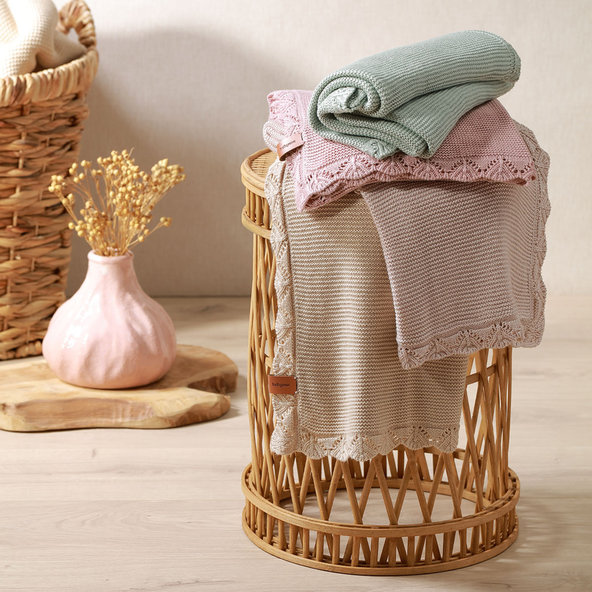 BABYONO Deka pletená bambusová Green 75 x 100 cm