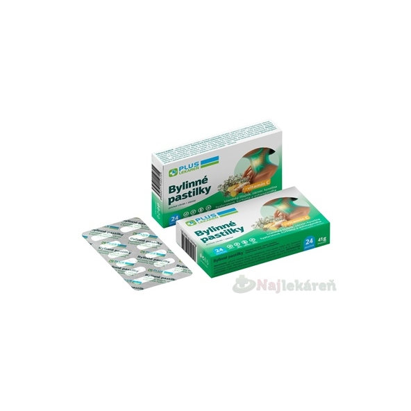 Plus Lekáreň Bylinné pastilky vitamín C citrón zázvor 24 pastiliek