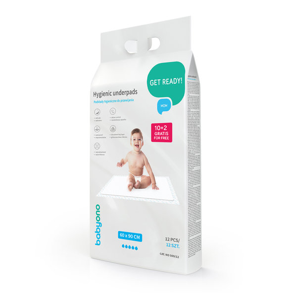 BABYONO Jednorazové prebaľovacie podložky 60 × 90 cm 10+2 ks