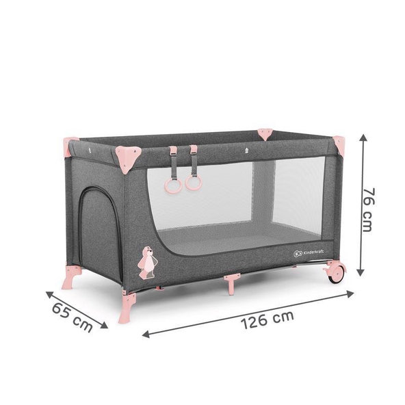 KINDERKRAFT Postieľka cestovná Joy Pink