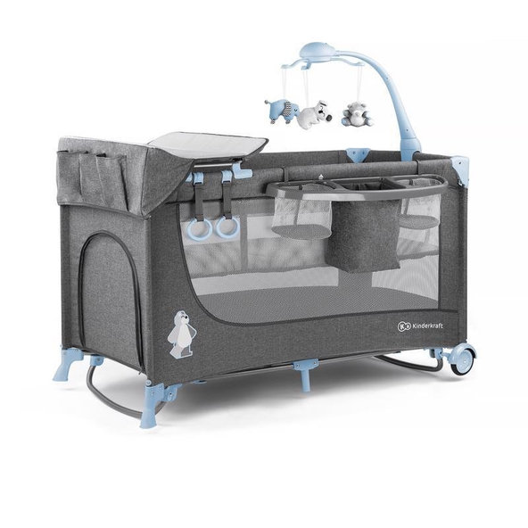 KINDERKRAFT Postieľka cestovná Joy s doplnkami Blue