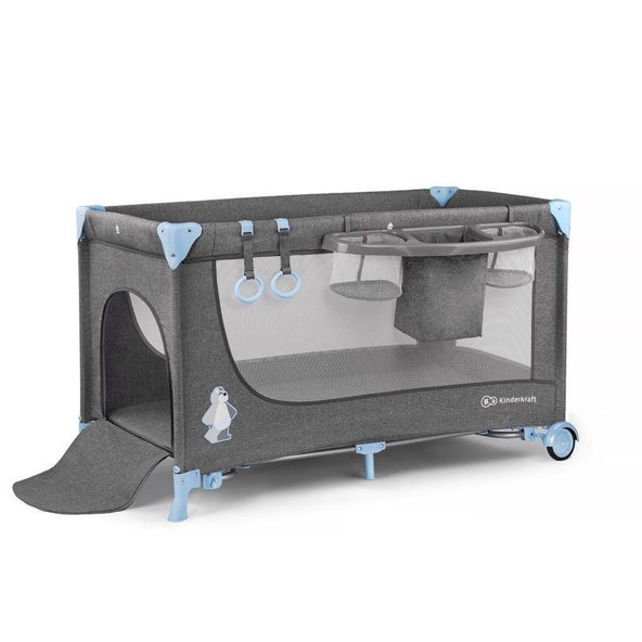 KINDERKRAFT Postieľka cestovná Joy s doplnkami Blue