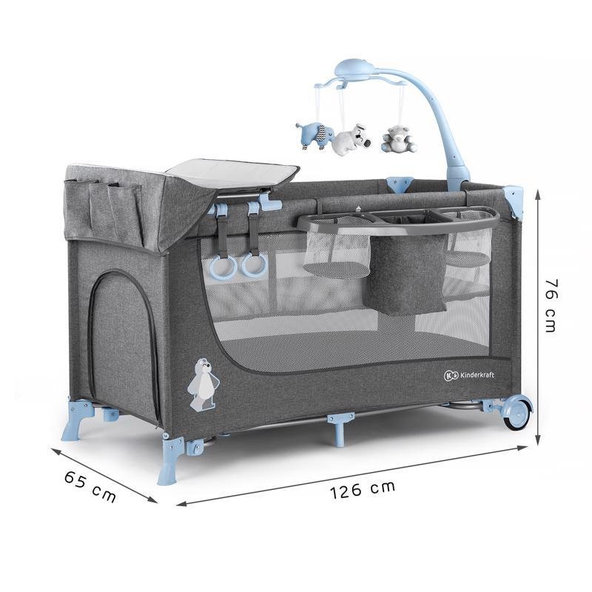 KINDERKRAFT Postieľka cestovná Joy s doplnkami Blue