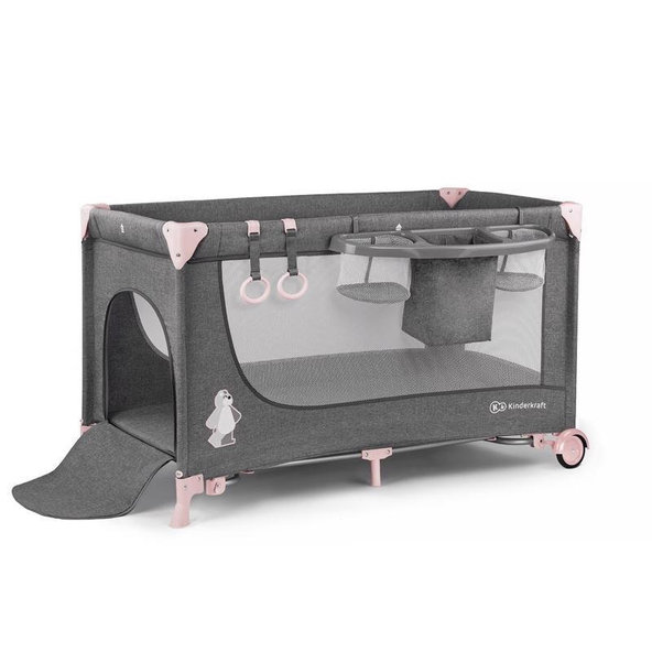 KINDERKRAFT Postieľka cestovná Joy s doplnkami Pink