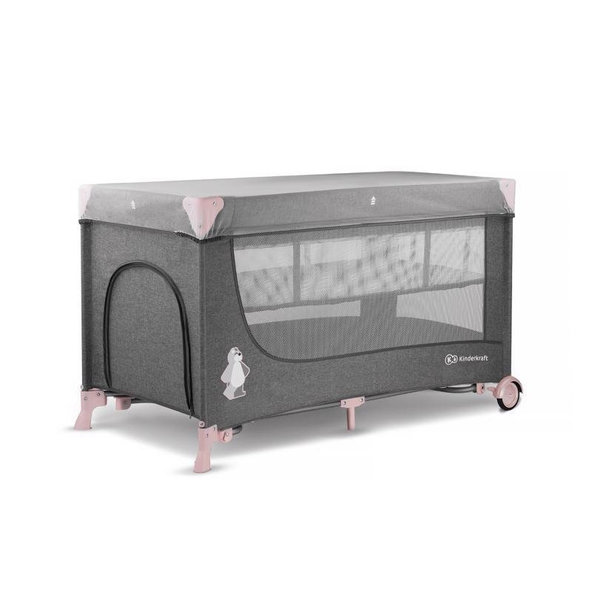 KINDERKRAFT Postieľka cestovná Joy s doplnkami Pink