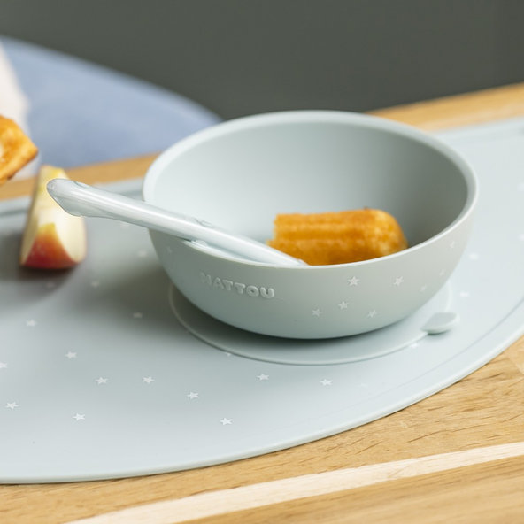 NATTOU Set jedálenský silikónový 4 ks, green