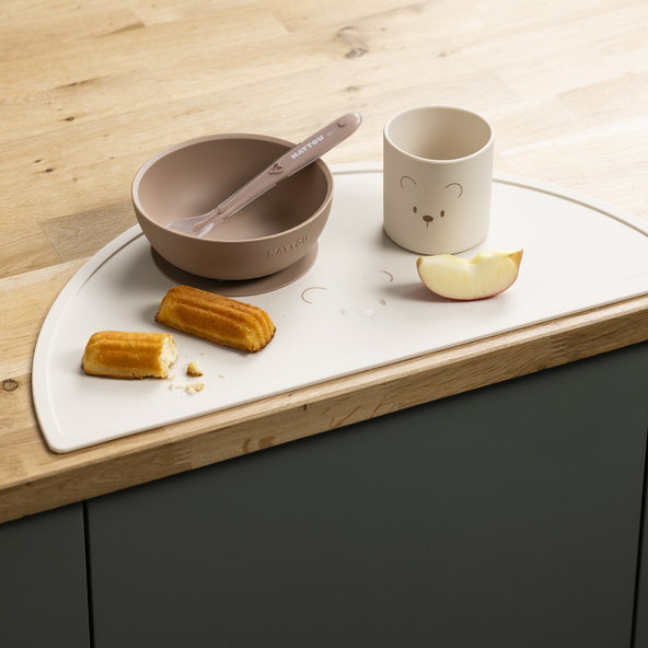 NATTOU Set jedálenský silikónový 4 ks, natural