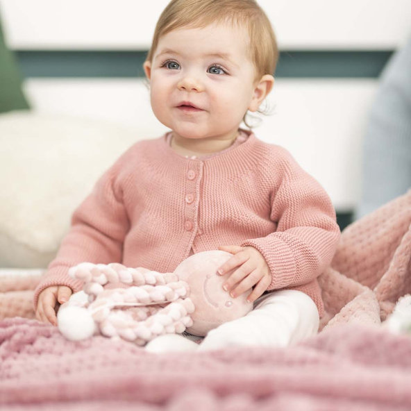 NATTOU Prvá hrajúca hračka pre bábätka chobotnička PIU PIU Lapidou old pink/light pink 0m+