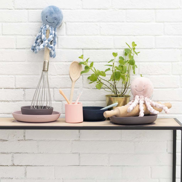 NATTOU Prvá hrajúca hračka pre bábätka chobotnička PIU PIU Lapidou old pink/light pink 0m+