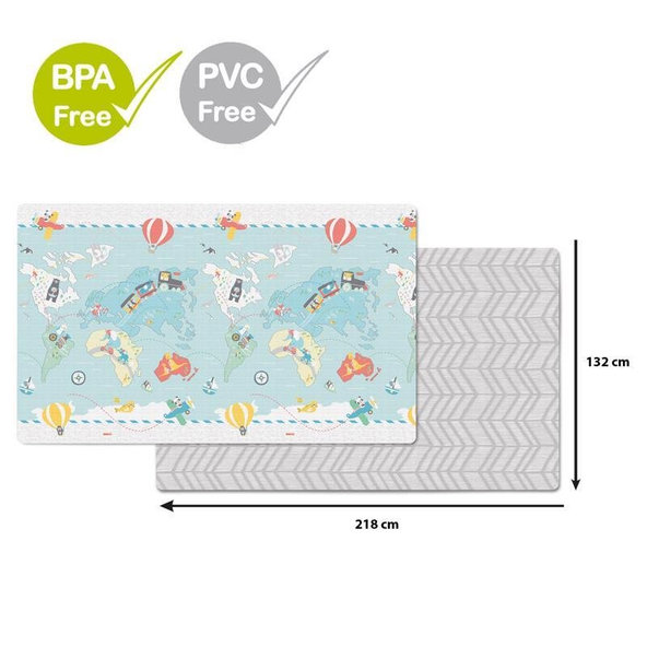 SKIP HOP Podložka na hranie bez PVC a BPA  218x132cm Malý cestovateľ 0m+