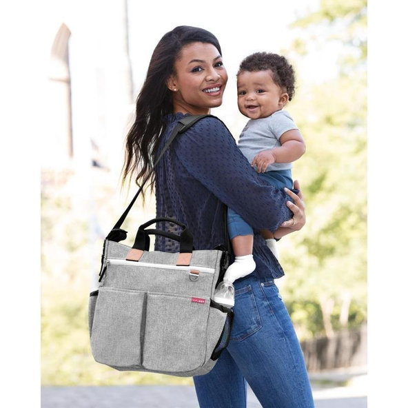 Taška prebaľovacia Duo Signature grey melange