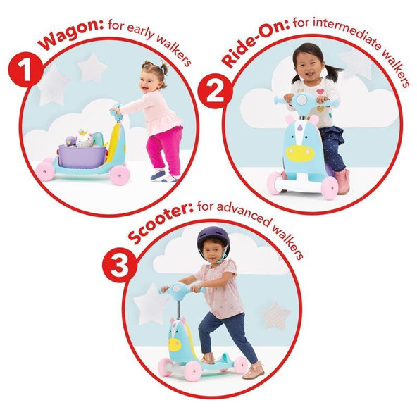 SKIP HOP Zoo odrážadlo 3v1 Ride-On Jednorožec 12m+ do 20kg