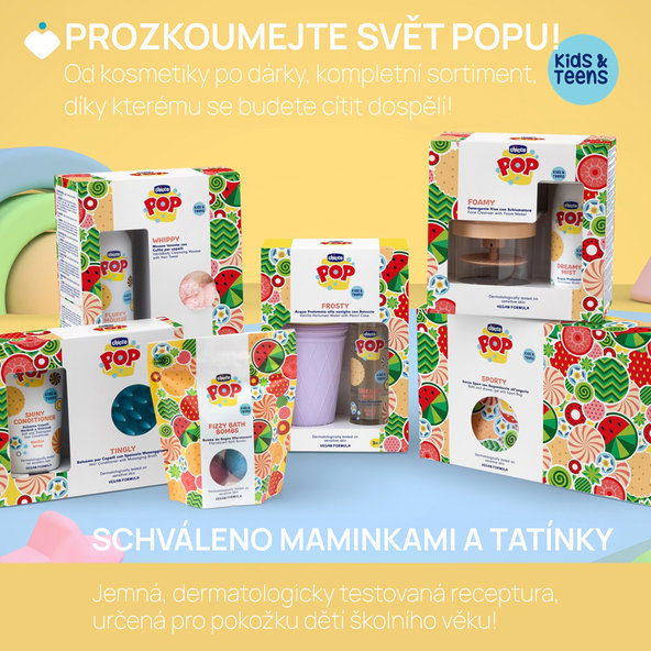 CHICCO Šumivé kúpeľové bomby POP pre deti a teenagerov 3 ks